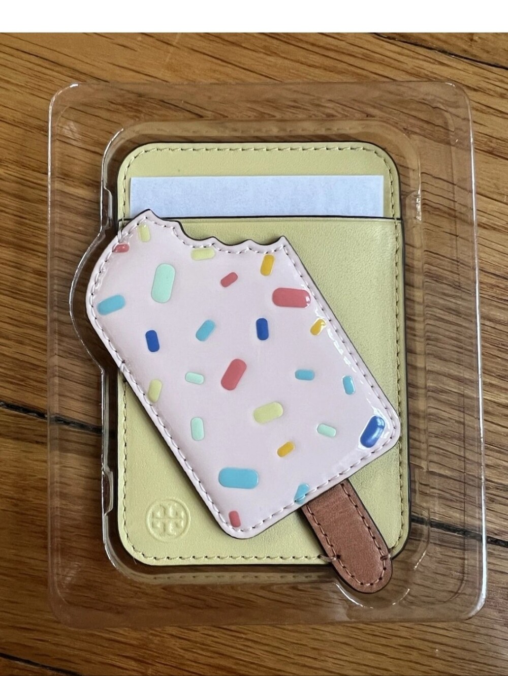 Tory Burch Ice Cream Phone Card Pocket Holder Pink/Yellow NWT- Retail $98.00